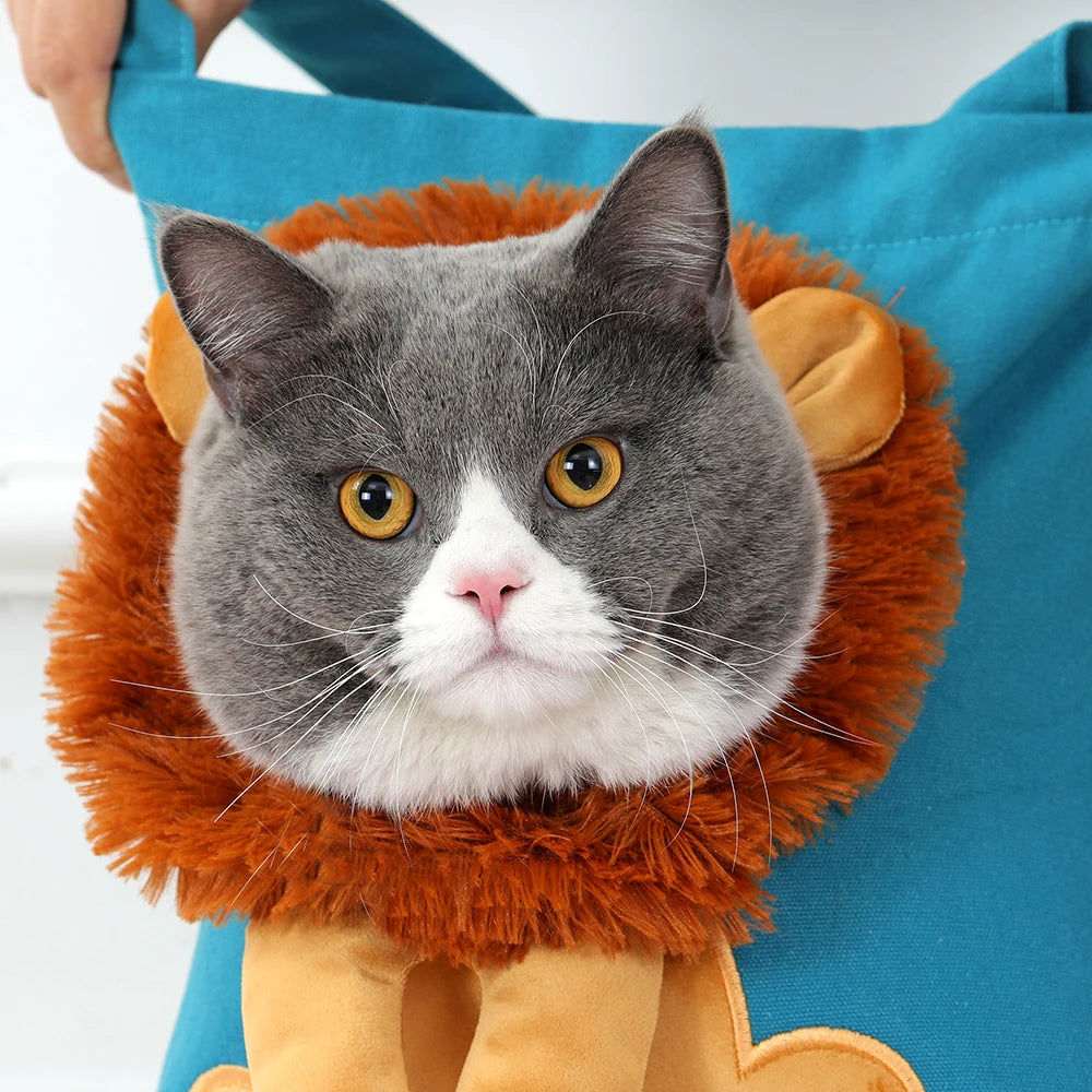 Lion-Shaped Pet Canvas Shoulder Bag