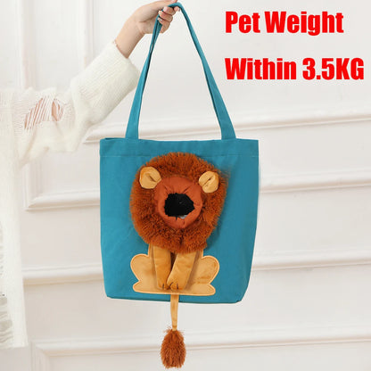 Lion-Shaped Pet Canvas Shoulder Bag